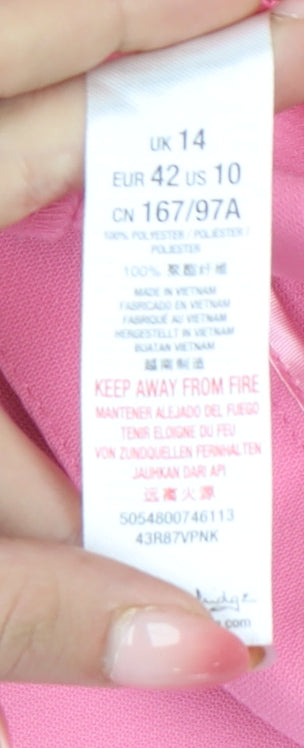 Womens UK Size 14 Miss Selfridge Regular Fit BusinessCasualWorkwear Pink Trouser