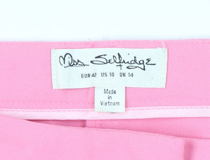 Womens UK Size 14 Miss Selfridge Regular Fit BusinessCasualWorkwear Pink Trouser