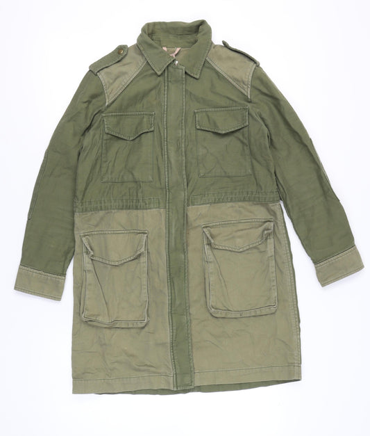 GAP Women Petite Green Cotton Military Jacket Size S