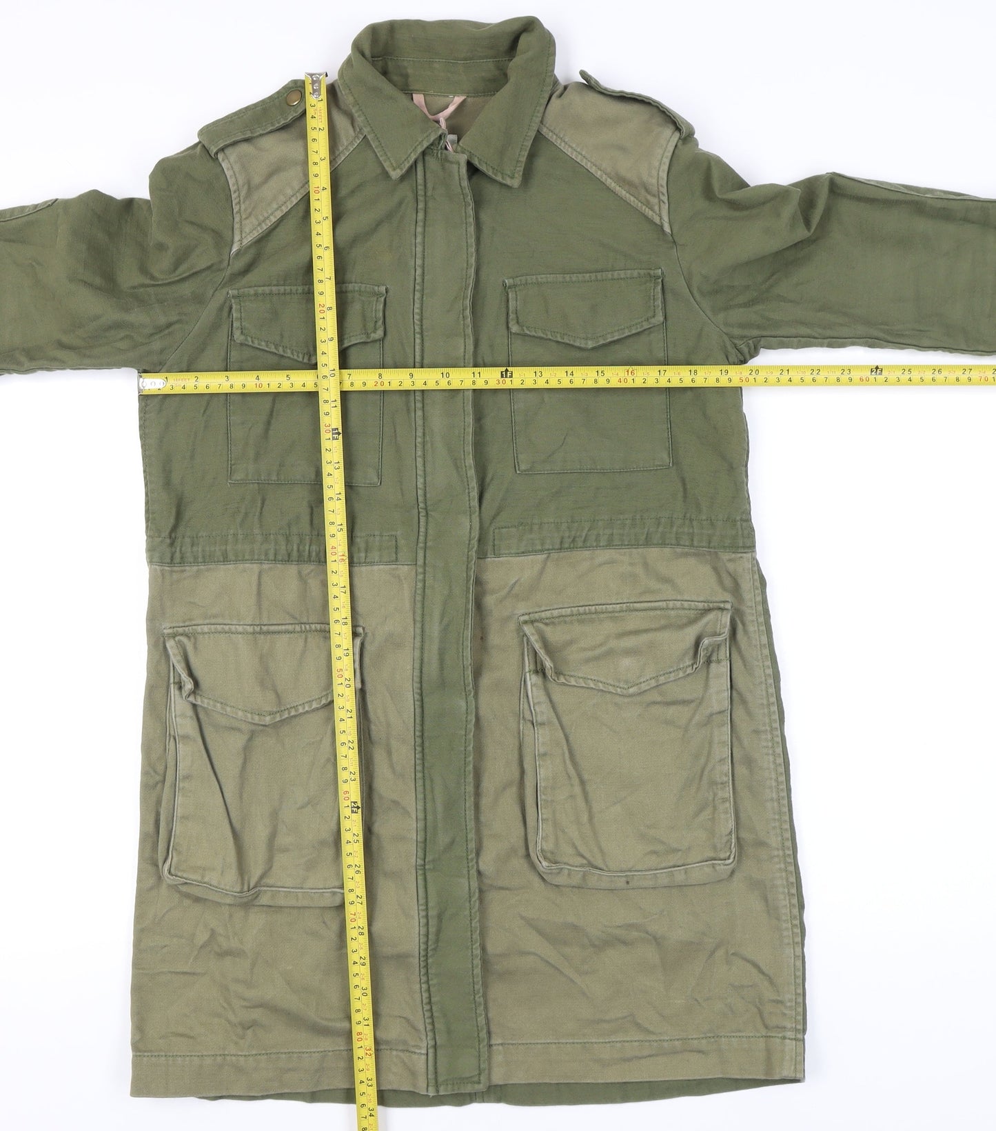 GAP Women Petite Green Cotton Military Jacket Size S