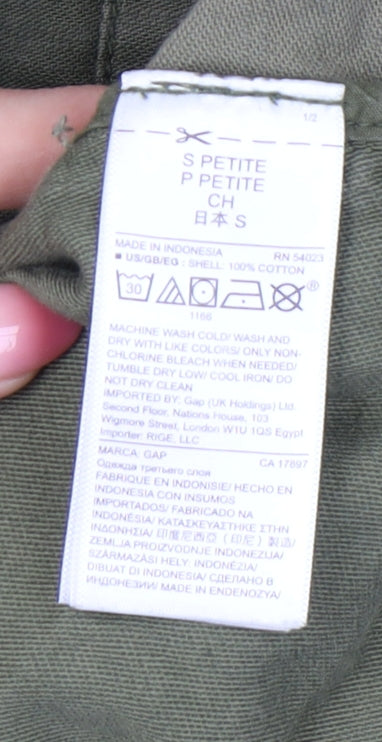GAP Women Petite Green Cotton Military Jacket Size S