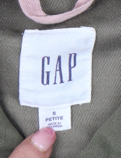 GAP Women Petite Green Cotton Military Jacket Size S