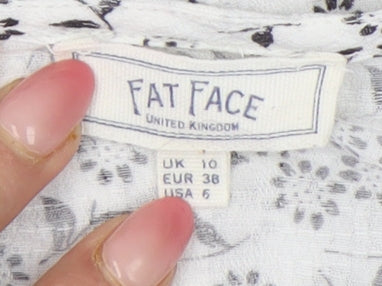 Womens UK Size 10 Fat Face White Tunic Blouse