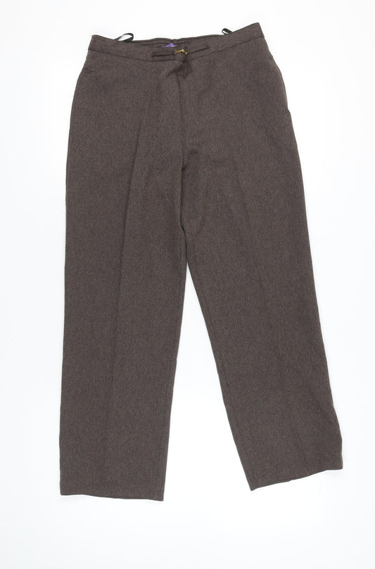 Autonomy Women Brown Herringbone Straight Leg Trousers Size 12