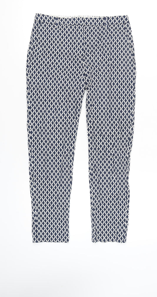 Womens UK Size 10 H&M Slim Fit Chino Blue Trousers