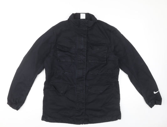Nike Womens Black Military Jacket M Mid-Length Cotton Blend