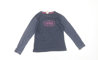 Saltrock Girls Blue Long Sleeve Graphic T-Shirt 9-10 Years Cotton