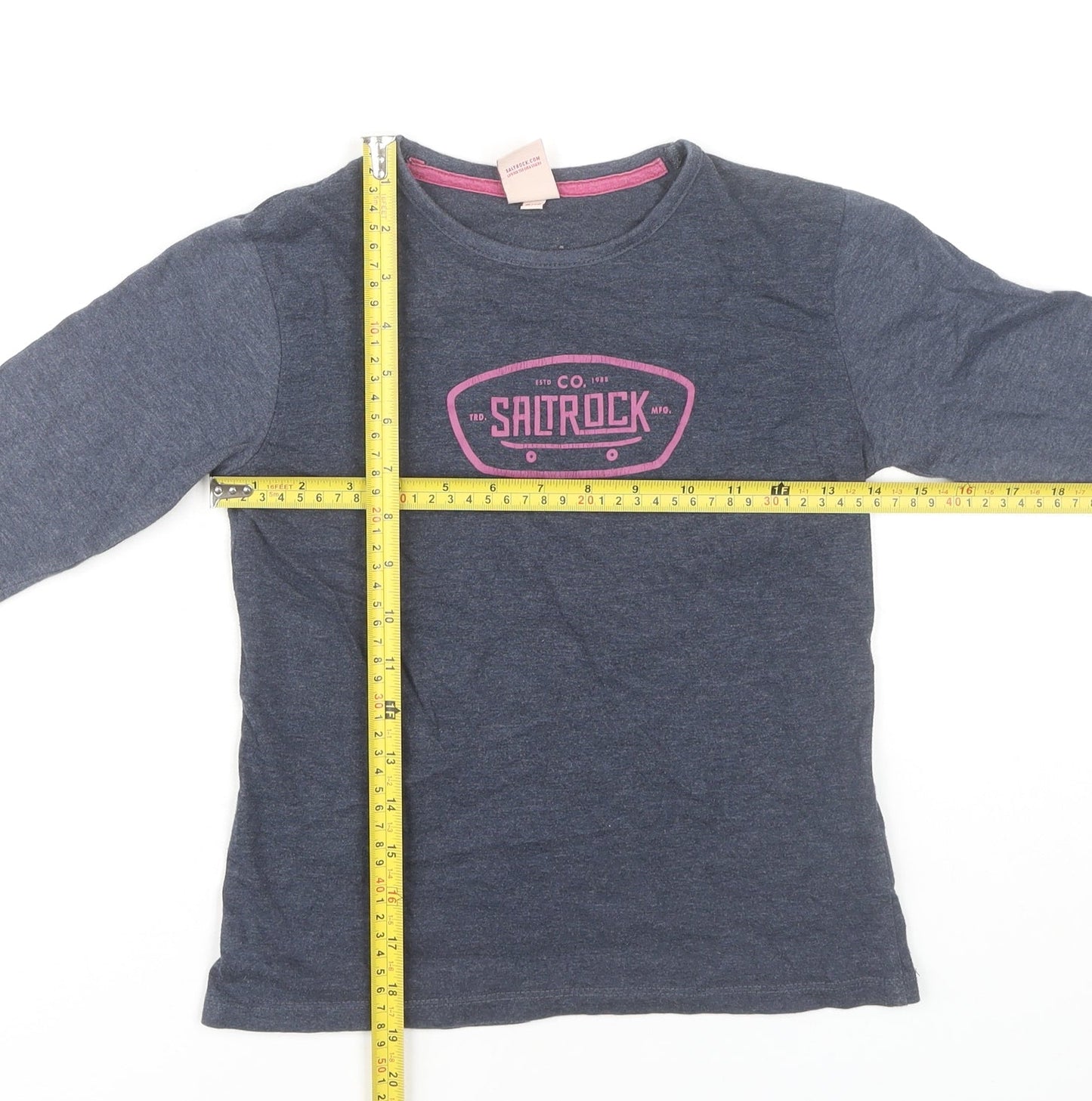 Saltrock Girls Blue Long Sleeve Graphic T-Shirt 9-10 Years Cotton