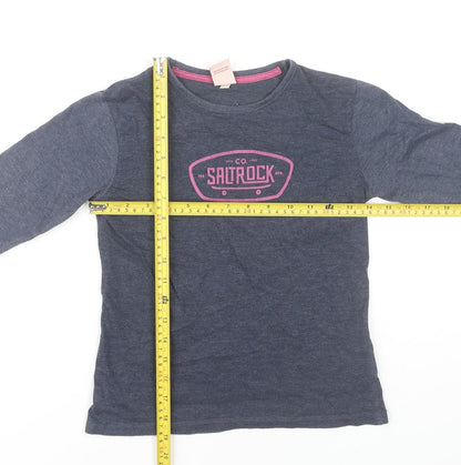 Saltrock Girls Blue Long Sleeve Graphic T-Shirt 9-10 Years Cotton