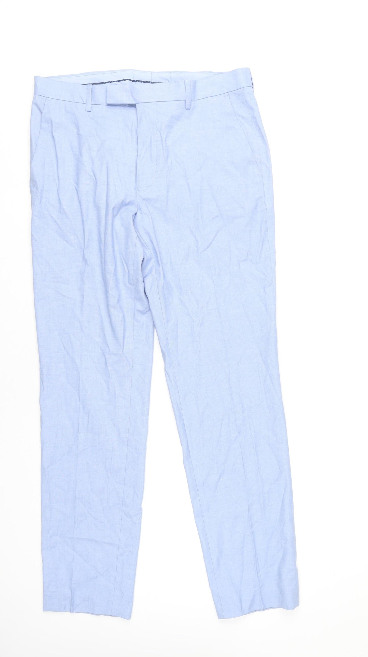 Marks and Spencer Mens Blue 32W 31L Dress Pants Straight Formal Trousers