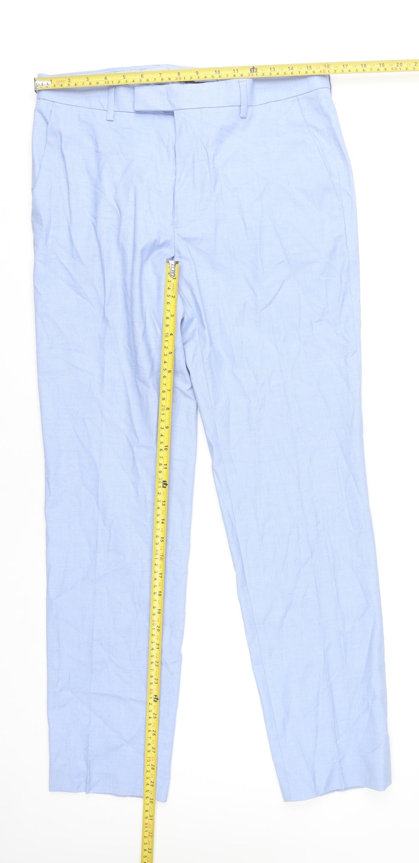 Marks and Spencer Mens Blue 32W 31L Dress Pants Straight Formal Trousers