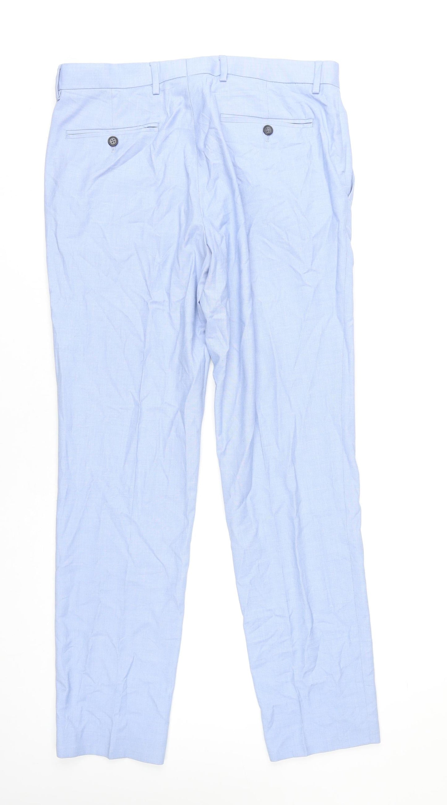 Marks and Spencer Mens Blue 32W 31L Dress Pants Straight Formal Trousers