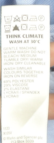 Marks and Spencer Mens Blue 32W 31L Dress Pants Straight Formal Trousers