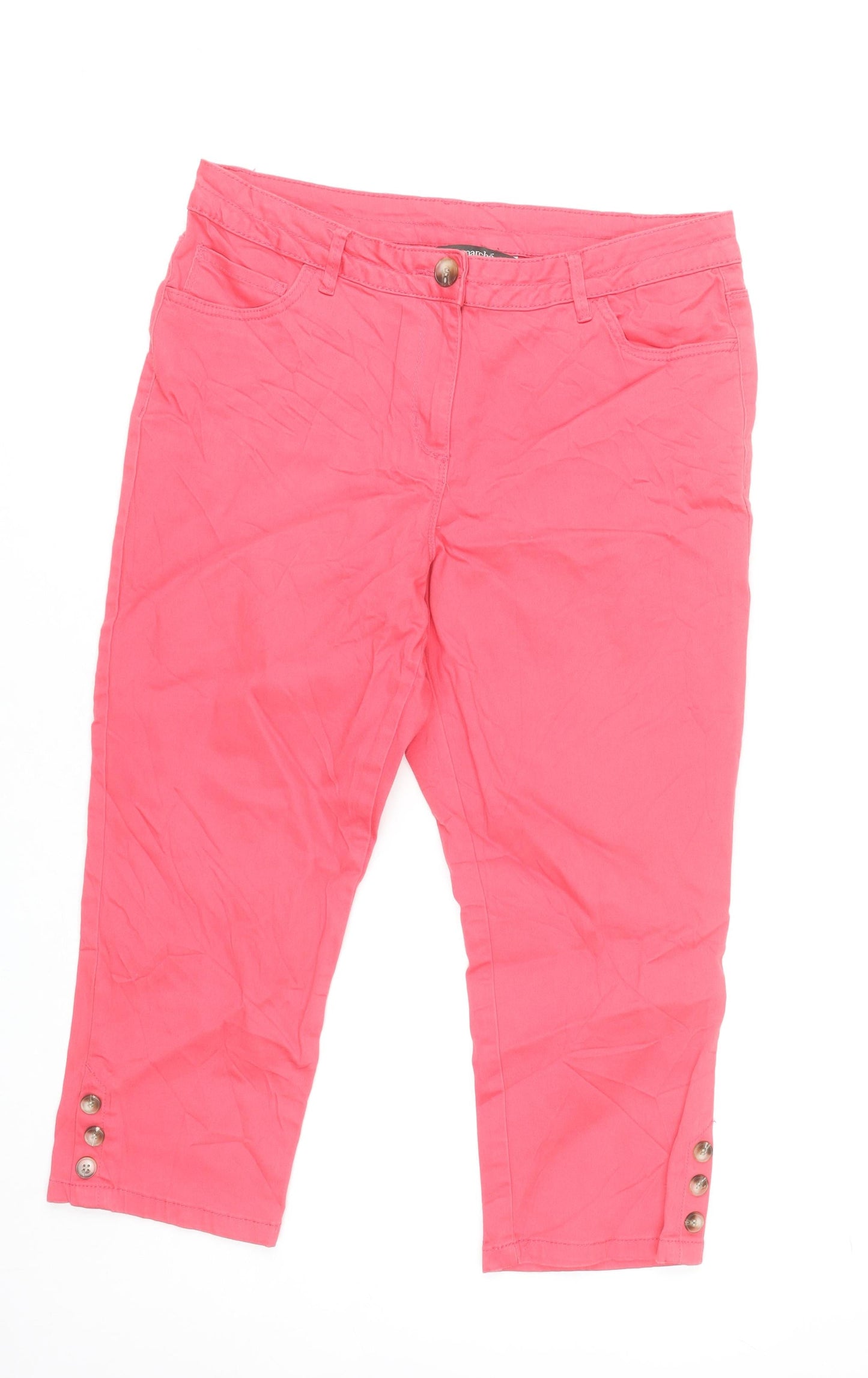 Bonmarché Women’s Pink Capri Trousers Size 12 Cotton Blend