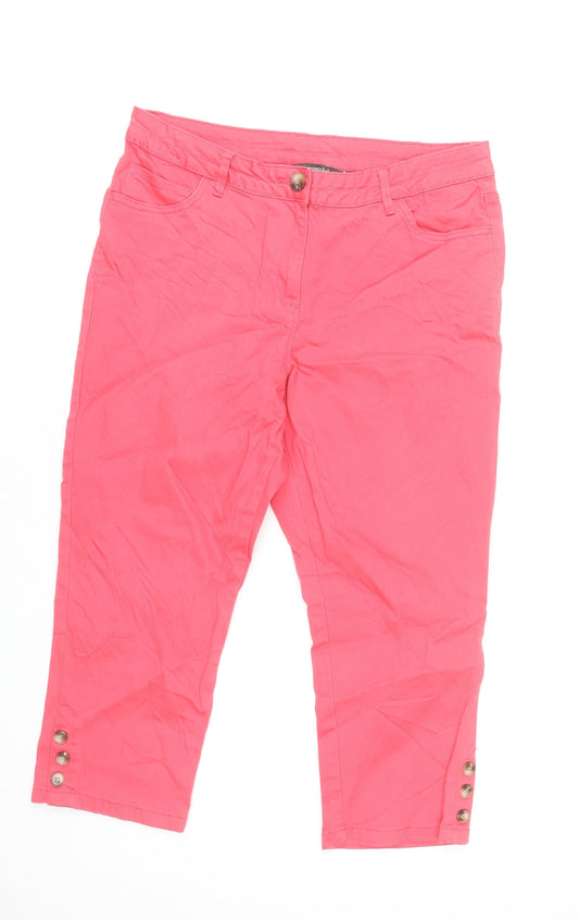 Bonmarché Women’s Pink Capri Trousers Size 12 Cotton Blend