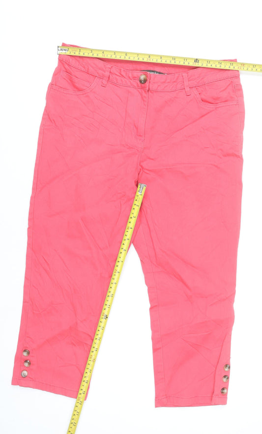 Bonmarché Women’s Pink Capri Trousers Size 12 Cotton Blend