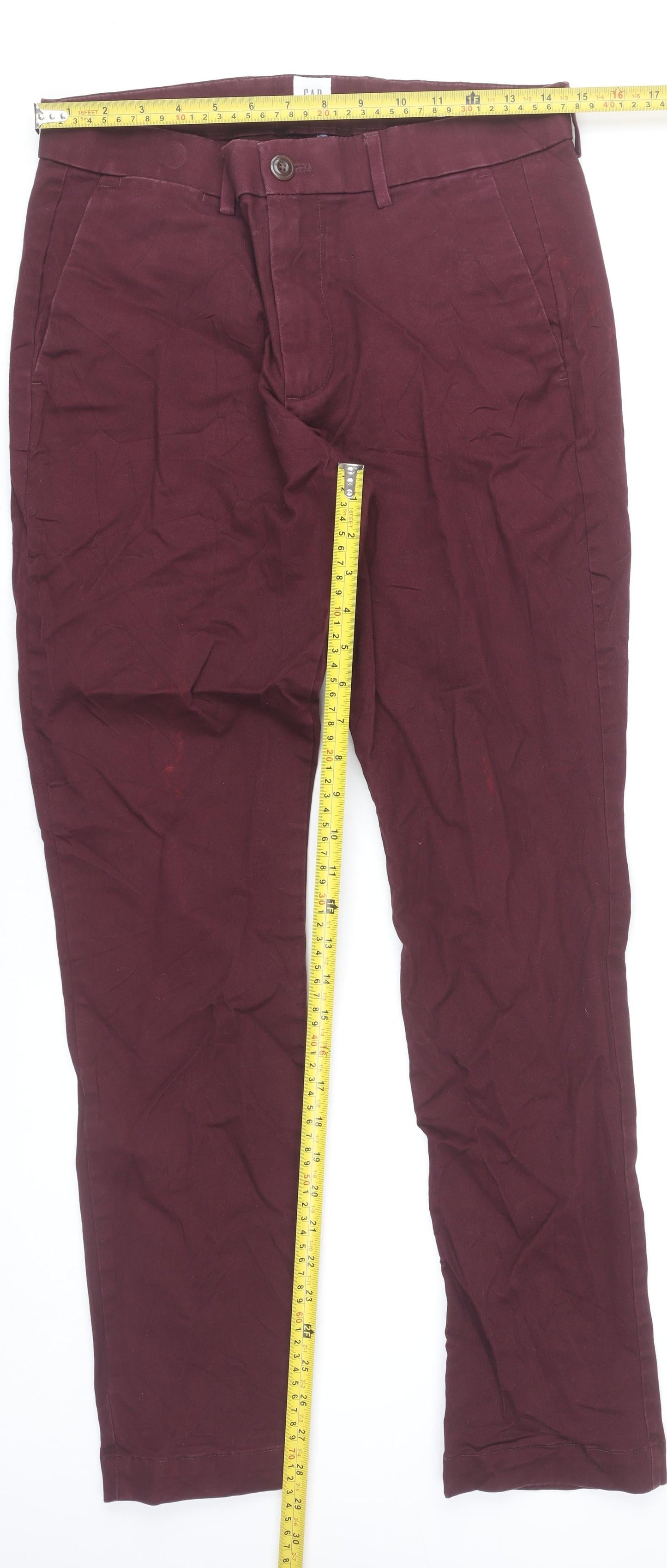 GAP Men’s Red Chino Skinny Trousers 30x30 Cotton Blend
