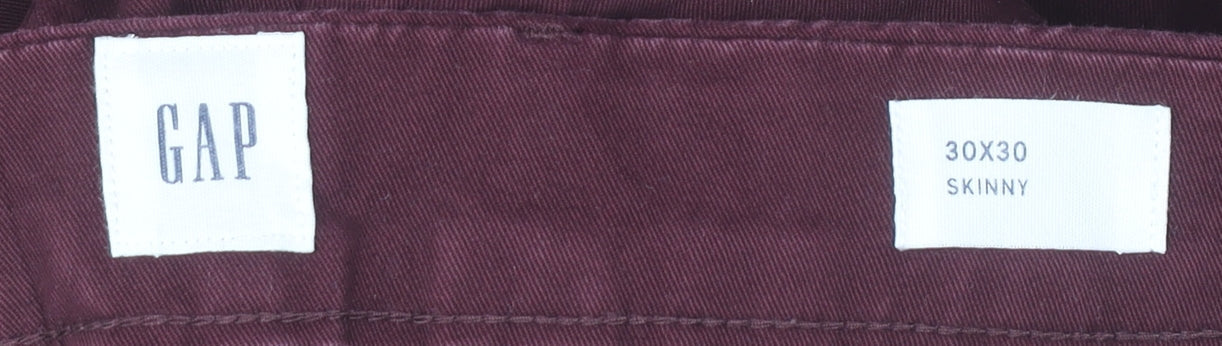 GAP Men’s Red Chino Skinny Trousers 30x30 Cotton Blend