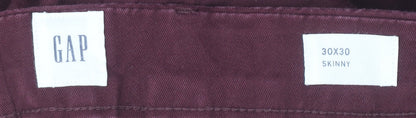 GAP Men’s Red Chino Skinny Trousers 30x30 Cotton Blend