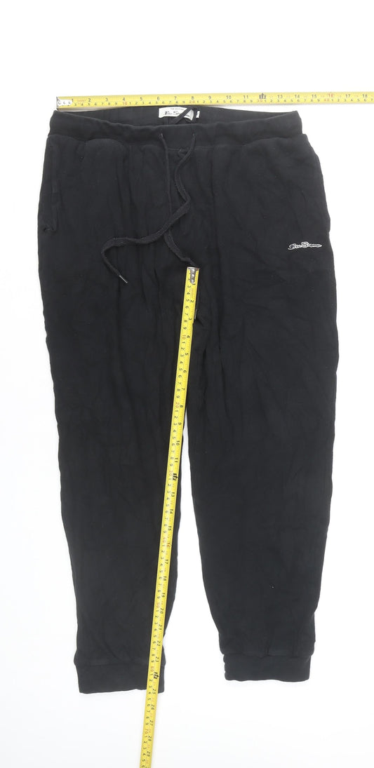 Ben Sherman Men's Black Cotton Jogger Trousers Size M