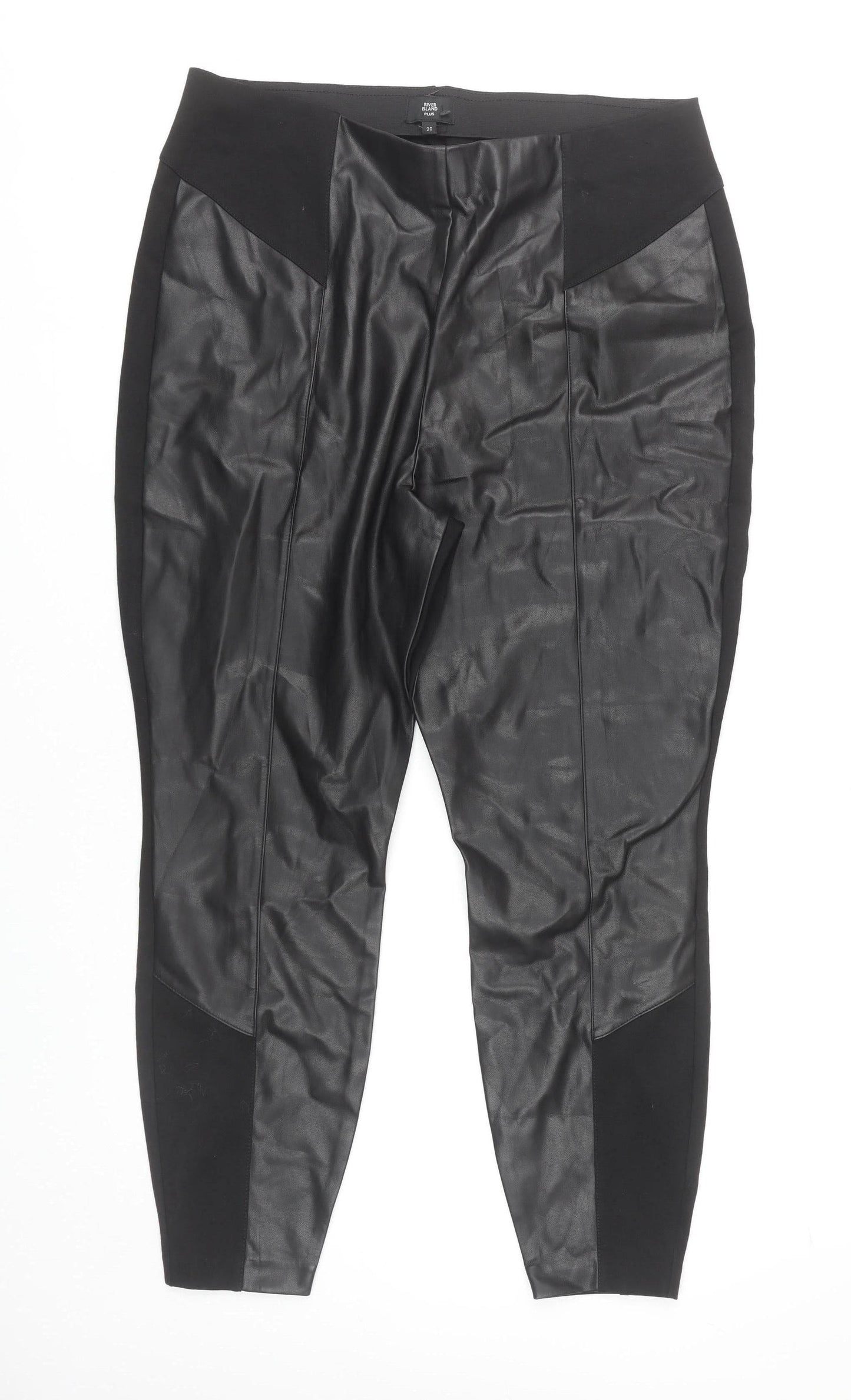 River Island Plus Size 20 Black Faux Leather Jeggings Women’s Slim Fit