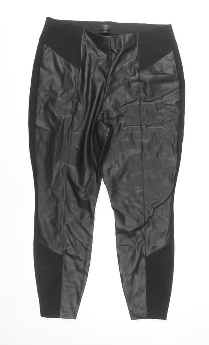 River Island Plus Size 20 Black Faux Leather Jeggings Women’s Slim Fit