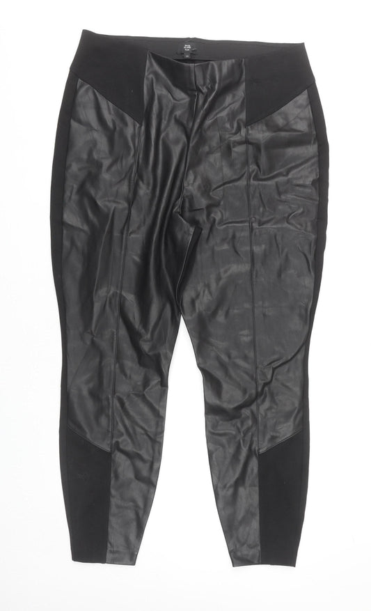 River Island Plus Size 20 Black Faux Leather Jeggings Women’s Slim Fit