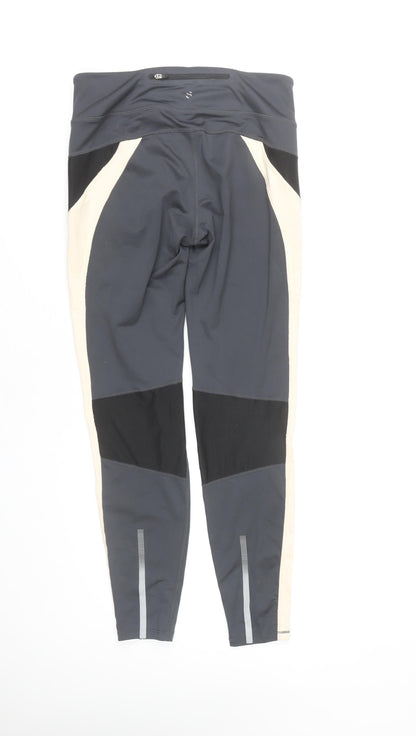 H&M Women’s Black Beige Sport Leggings Size 12 Slim Fit Running Gym