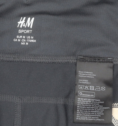 H&M Women’s Black Beige Sport Leggings Size 12 Slim Fit Running Gym