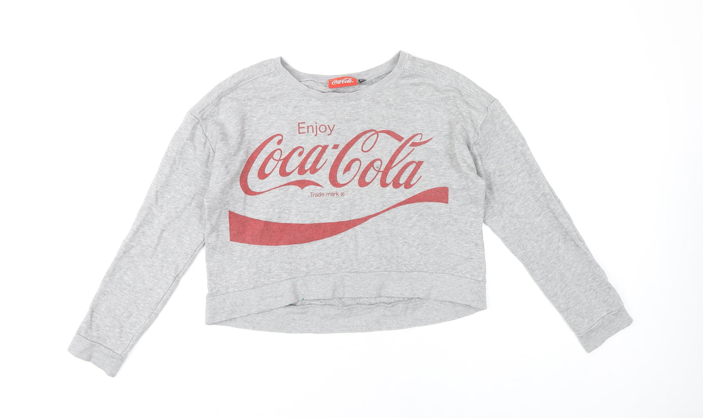 Coca Cola Girls Grey Logo Sweatshirt 12-13 Years Pullover Crew Neck