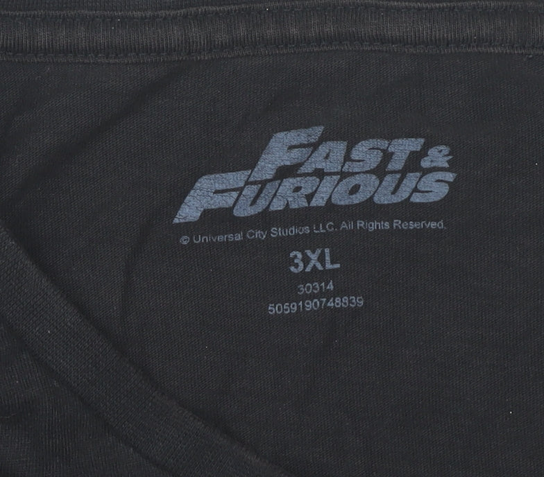 Fast & Furious Men's Black 3XL Graphic Cars T-Shirt Cotton