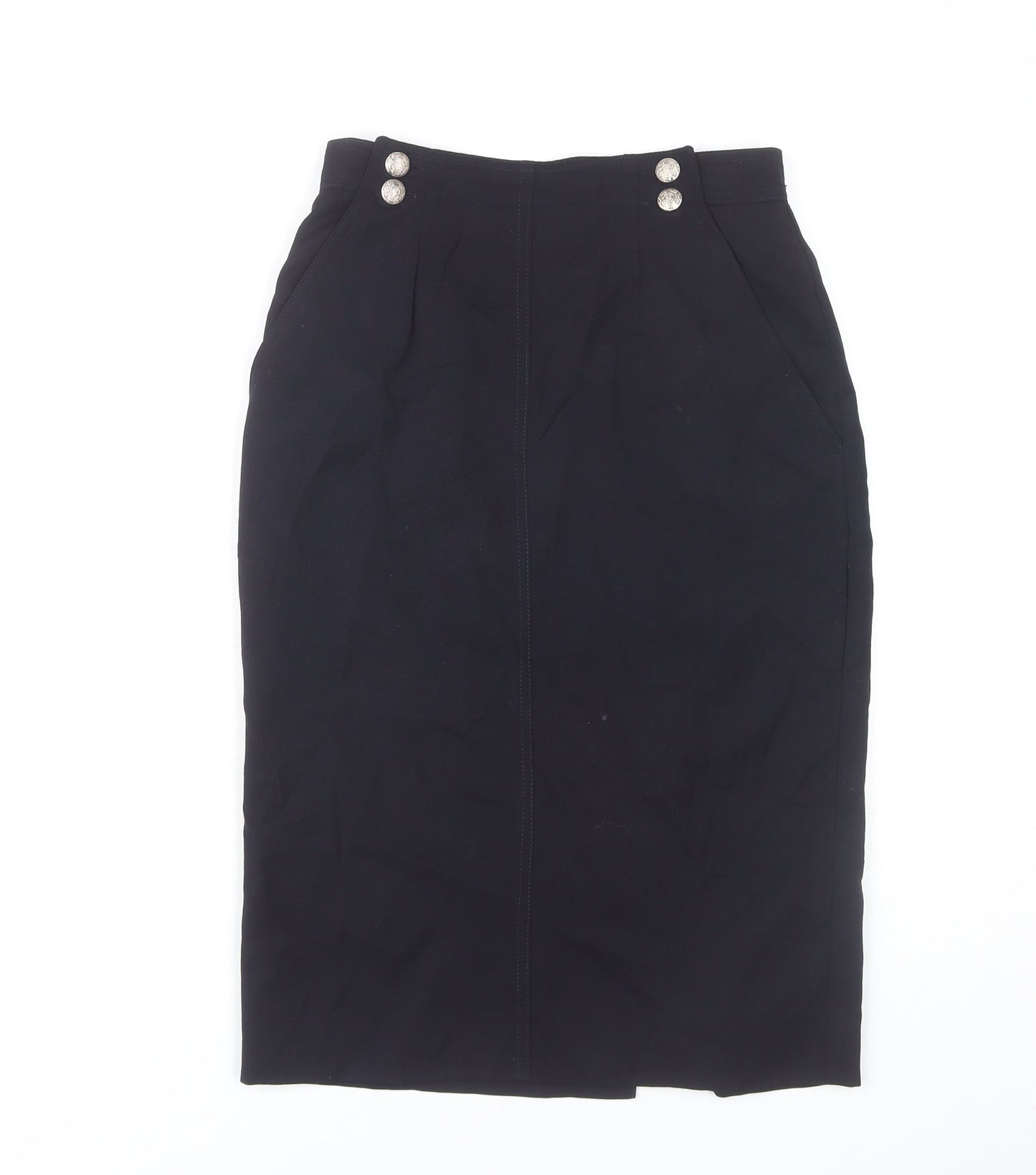 Karl Lagerfeld Womens Black Wool Pencil Midi Skirt Size 10