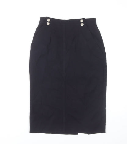 Karl Lagerfeld Womens Black Wool Pencil Midi Skirt Size 10