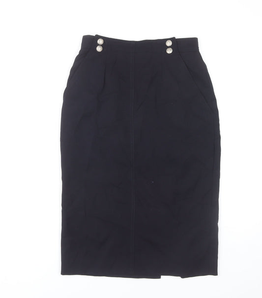 Karl Lagerfeld Womens Black Wool Pencil Midi Skirt Size 10