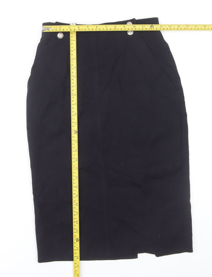 Karl Lagerfeld Womens Black Wool Pencil Midi Skirt Size 10