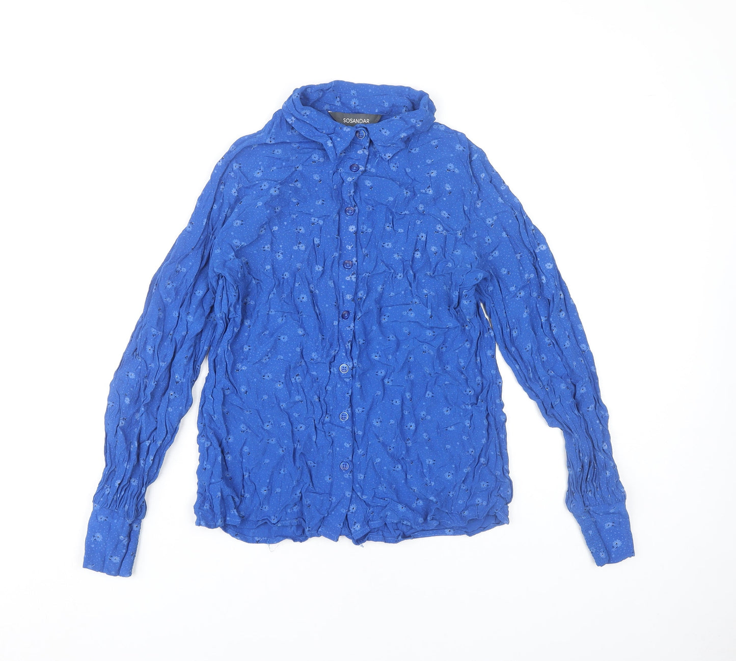 Womens UK Size 14 Sosandar Blue Basic Button-Up
