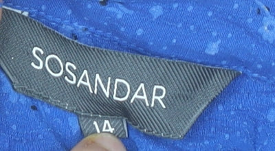 Womens UK Size 14 Sosandar Blue Basic Button-Up