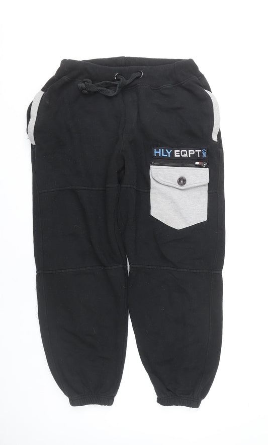 HLY EQPT Men’s Black Jogger Trousers L Cotton Blend Casual
