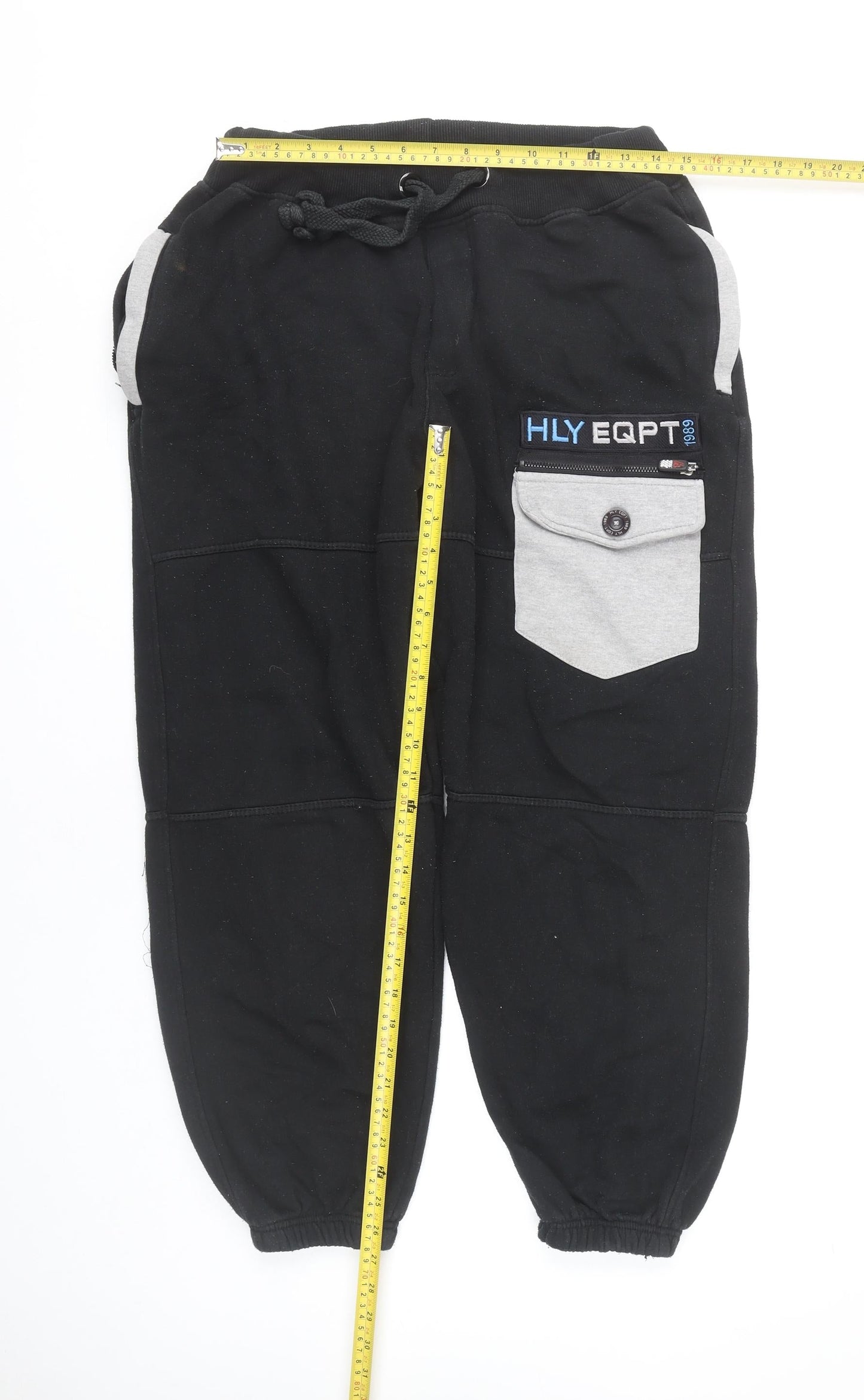 HLY EQPT Men’s Black Jogger Trousers L Cotton Blend Casual