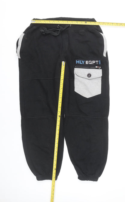 HLY EQPT Men’s Black Jogger Trousers L Cotton Blend Casual