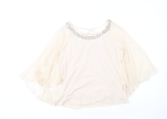 Jacques Vert Women Ivory Beaded Tunic Blouse S Formal Wedding