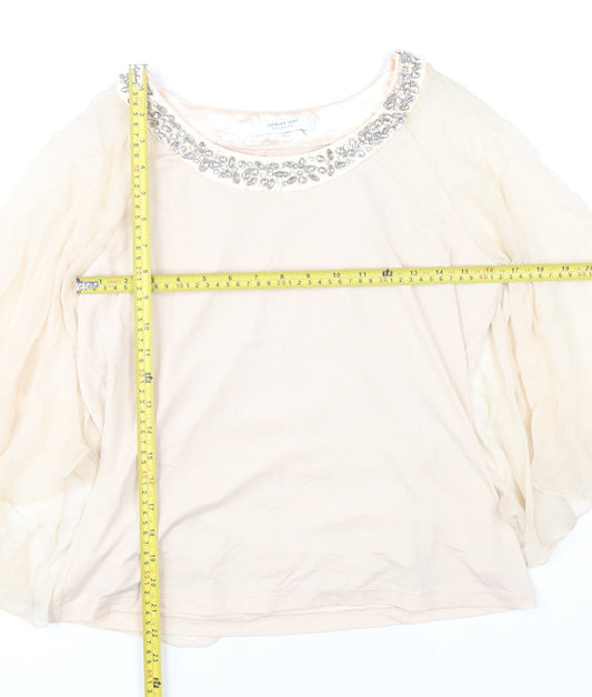 Jacques Vert Women Ivory Beaded Tunic Blouse S Formal Wedding