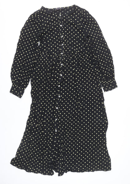 Marks and Spencer Women’s Black Polka Dot Long Shirt Dress Size 8
