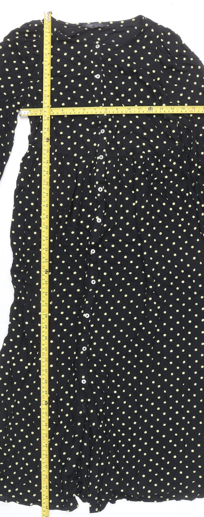 Marks and Spencer Women’s Black Polka Dot Long Shirt Dress Size 8