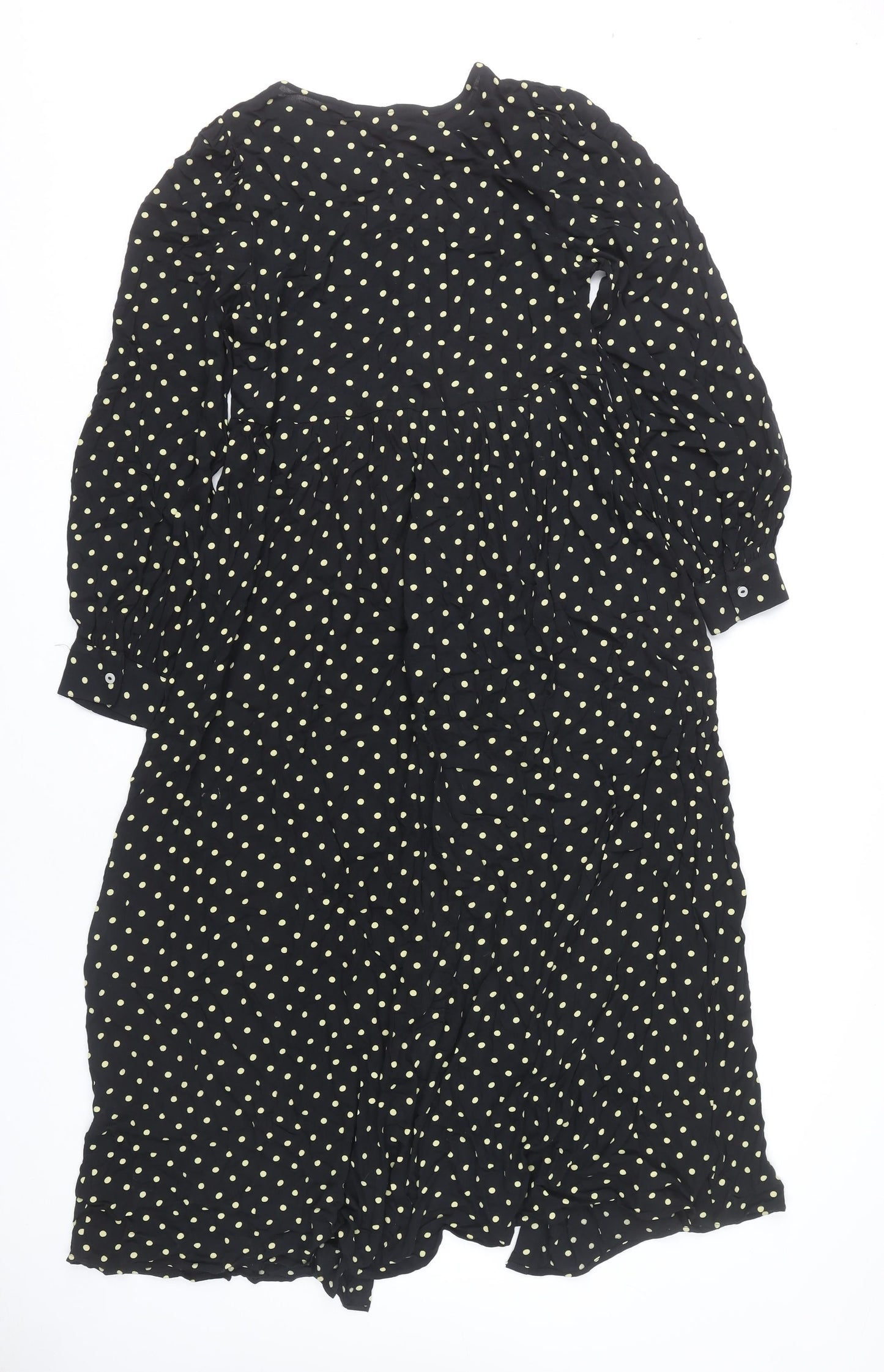 Marks and Spencer Women’s Black Polka Dot Long Shirt Dress Size 8