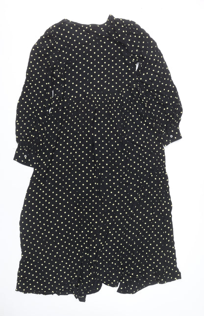 Marks and Spencer Women’s Black Polka Dot Long Shirt Dress Size 8