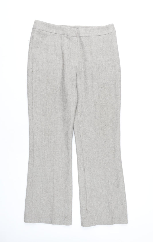 Womens UK Size 12 AMARANTO Regular Fit Dress Pants Grey Trousers