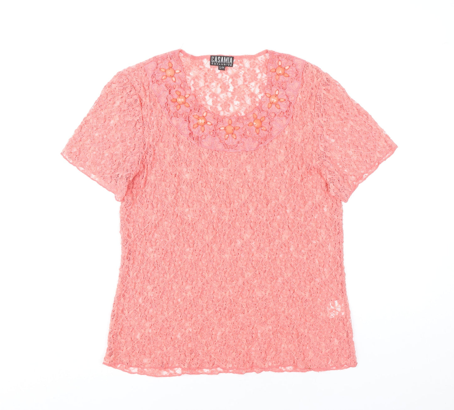 Womens UK Size S Casamia Pink Lace Blouse