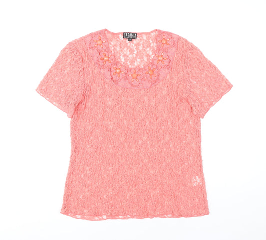 Womens UK Size S Casamia Pink Lace Blouse