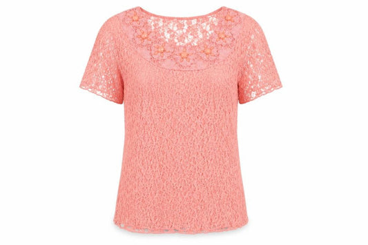 Womens UK Size S Casamia Pink Lace Blouse